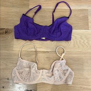 Free People Purple and light pink Lace Bralettes